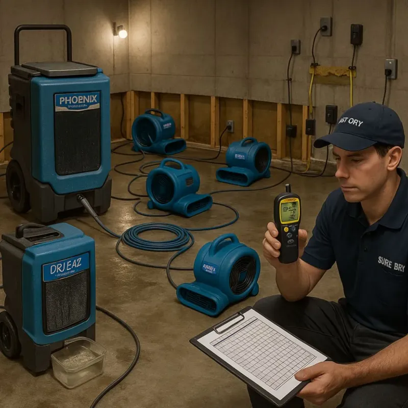 Structural Drying and Dehumidification process in Siesta Acres, TX